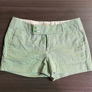 Green and white striped shorts banana republic